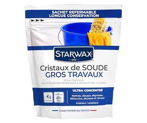 STARWAX - Cristaux de soude gros travaux -Multi-usages - Dégraissant & rénovant - Décape peintures & vernis - Entretien canalisations - Longue conservation - 1,4 kg - Fabriqué en France
