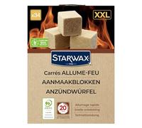 STARWAX - Cubes Allume-feu PEFC - Allumage Rapide et Longue Combustion Jusqu’à 20 Min - sans Odeur - N’altère Pas la saveur des Aliments - pour Barbecue, cheminée, poêle - Lot de 34