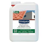 STARWAX - Destructeur de Dépôts Verts pour Toitures, Murs et Sols - Formule Concentrée à Diluer - Action Curative - Sans Rinçage - Ne Tache Pas - Efficace Dès 24h - Fabriqué en France - 2,5L