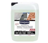 STARWAX Destructeur Dépôts Verts, Rouges, Lichens & Traces Noires, 10L pour 100m², Algicide désincrustant Tout-en-1 grandes surfaces, Formule renforcée DDAC 20g/kg, Sans javel, Fabriqué en France