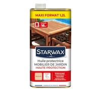 STARWAX Huile haute protection pour mobilier de jardin en bois 1,2L, nourrit et protège les bois exotiques et européens teck ipé acacia bambou, barrière anti-UV, rendement 15m²/L
