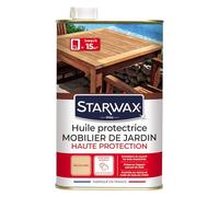 STARWAX - Huile Protectrice pour Mobilier de Jardin en Bois - Nourrit - Protège - Résiste à l'eau et aux UV - Protège Contre Les Taches et Graisses - Incolore -Fabriqué en France - 1l - Jusqu'à 15m²
