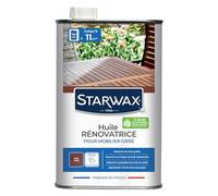 STARWAX - Huile Rénovatrice pour Mobilier de Jardin en Bois - Ravive & Reteinte les Bois - Coloris Teck - Protection Longue Durée - Séchage Rapide - Fabriqué en France - 750 ml - Jusqu'à 11m²