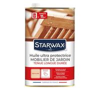 STARWAX Huile ultra protectrice tenue longue durée mobilier jardin bois, 750ml, Nourrit et protège teck, ipé, bambou, acacia, Résistance renforcée eau et UV, Incolore, Fabriqué en France
