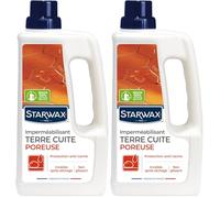 STARWAX - Imperméabilisant terre cuite poreuse - Protection Anti-Tache - Invisible après séchage - Non glissant - Sols poreux en terre cuite (tomettes) - Fabrication Française - 1L (Lot de 2)