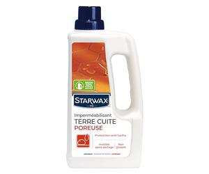 STARWAX - Imperméabilisant terre cuite poreuse - Protection Anti-Tache - Invisible après séchage - Non glissant - Sols poreux en terre cuite (tomettes) - Fabrication Française - 1L