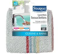 STARWAX Lavettes bouclette couleurs assorties 2 x 32x32 Multicolore Tissage de panier Colorful