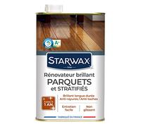STARWAX - Rénovateur Brillant Protecteur pour Parquets Vitrifiés et Sols Stratifiés - Fait Briller, Protège et Estompe les Rayures - Anti-Tache et Anti Usure - Fabriqué en France - 1L - jusqu'à 30m²