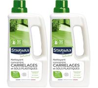 STARWAX SOLUVERT - Nettoyant Concentré pour Carrelages et Sols Plastiques - Décolle les Salissures - Dégraisse - Sans Traces - 98,8% d'Origine Naturelle - Fabrication Française - 1L (Lot de 2)