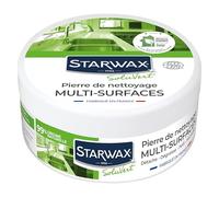 STARWAX SOLUVERT Pierre blanche multi-surfaces 375g | Décrasse, protège et fait briller, apte contact alimentaire, effet déperlant, éponge bi-face fournie, parfum sans allergène