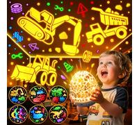 Staryou Jouet pelleteuse projecteur pour enfants avec 3 films de camion et 186 effets de lumière, jouet de voiture pour jeunes fans de camions, cadeaux pour garçons de 4 ans, veilleuse pour enfants