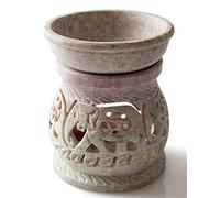 StarZebra Diffuseur d'huile essentielle/brûleur à huile en stéatite sculpté à la main avec support pour bougie chauffe-plat Idéal pour la pratique de l'aromathérapie Motif éléphant 7,6 cm