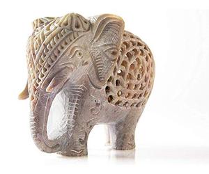 StarZebra - Nested White Elephant Figurines Handmade in Jali or Openwork From a Single Block of Stone From India by StarZebra