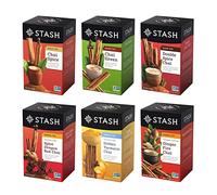 Stash Assortiment d'échantillons de thé Chai Tea - Caféiné, sans OGM - Thé de qualité supérieure vérifié sans ingrédients artificiels, 18 à 20 sachets (lot de 6)