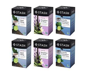 Stash Tea 6-Flavor Assortment Tea, The Earls, 6 Count