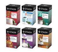 Stash Tea Holidays Are Here Assortiment d'échantillons de thé de qualité supérieure avec caféiné, sans OGM et sans ingrédients artificiels, 18 sachets (lot de 6) - 108 sachets au total