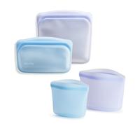 Stasher Lot de 4 sacs de rangement alimentaires réutilisables en silicone de qualité supérieure | Sacs de rangement alimentaires multi-usages, sac à déjeuner, conteneurs de voyage | Sans BPA, sans