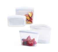 Stasher Premium Silicone Reusable Food Storage Bags, 4-Pack, Clear, Multi-Use Food Storage Bags, Lunch Bag, Travel Containers, BPA Free, Leak-free, Dishwasher-Safe, Eco-friendly