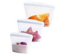 Stasher Premium Silicone Réutilisables Sac Clair, Set de 3, Stockage Alimentaire, Écologique, Sac à Lunch Durable, Durable, Sans-Fuite, Sans-BPA, pour la cuisine ou le voyage