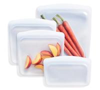 Stasher Premium Silicone Réutilisables Sac Transparent, Set de 4, Stockage Alimentaire, Sac à Snacks, Durable, Résistant au Four, Lave-Vaisselle & Congélateur, Écologique, Sans-Fuite, Sans-BPA