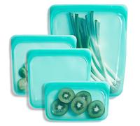 Stasher Sacs en Silicone Réutilisables Pour Conservation Des Aliments, Lot de 4, Aqua, Chaleur, Lave-vaisselle & Congélateur, Écologique, Pour Préparation Des Repas, 2 x 795ml & 355ml & 1.8L