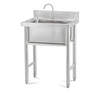 Stat de cuisine autoportant en acier inoxydable à cuve unique pour restaurant, utilisation en intérieur et en extérieur, facile à nettoyer et à assembler