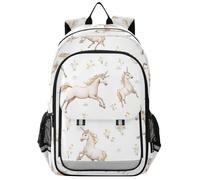 State Bags Sac à dos pour enfants 8-12 : sacs à livres légers pour lycée dans des couleurs assorties - licornes esthétiques blanches
