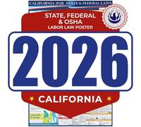 State Labor Poster Affiche de l'État du travail 2017 Californie avec le droit du travail, conforme à l'État et au Fédéral, anglais (CA-2017-FR)