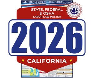 State Labor Poster Affiche de l'État du travail 2017 Californie avec le droit du travail, conforme à l'État et au Fédéral, anglais (CA-2017-FR)