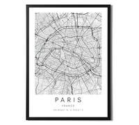 State Media Vision Affiche de la carte du monde de Paris - Ensemble individuel minimaliste pour chambre ou salon - Art mural Paris en noir et blanc (Paris, impression A4 uniquement)