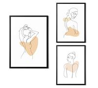 State Media Vision Ensemble d'art mural abstrait pour femme - 3 affiches sans cadre pour décoration de salon ou de chambre à coucher (ensemble d'art au trait féminin 1, A3)