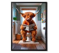 State Media Vision Poster A3 sans cadre Motif vache des Highlands sur les toilettes 29,7 x 42 cm Impression murale de salle de bain (vache des Highland sur les toilettes 2, impression A3 uniquement)