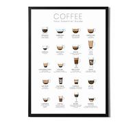 State Media Vision Poster Guide du café - 24 façons de faire un café parfait, variantes expresso (A4 avec cadre noir)