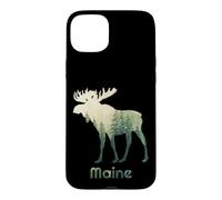 State of Maine Arbre Chasseur de forêt d'élan Coque pour iPhone 15 Plus
