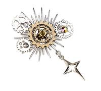 Statement Making - Accessoire gothique foncé - Broche à pendentif mécanique pour un look esthétique sombre - Badge pendentif étoile unique