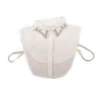 Statement Necklace for Women Girls Simulated Pearl Beaded Bib Detachable False Collar Choker Necklaces Clothing Accessory (F White)