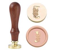 Statice Tampon de cire à cacheter lettre J - Tampon de cire à cacheter initiale avec fleur, tampon graphique en laiton de 25 mm pour enveloppes, invitations ou cadeaux de Saint-Valentin