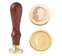 Statice Tampon de cire à cacheter lettre O - Tampon de cire à cacheter initiale avec fleur, tampon graphique en laiton de 25 mm pour enveloppes, invitations ou cadeaux de Saint-Valentin