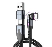 Statik PowerPivot Pro Câble de charge rapide, câble de charge USB C avec tête pivotante, chargeur de type C 100 W, câble de charge USB à angle droit, câble USB C vers USB C 3 m