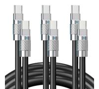 Statik TsumoCharge Lot de 3 câbles de charge rapide USB C vers USB C 100 W - Silicone incassable robuste - Prend en charge le transfert de données, 2 m, noir