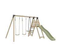 Talk-Point Station BARBOUZET – 2 balançoires vis-à-vis, toboggan, kit d'ancrage, Bois FSC® h224 cm