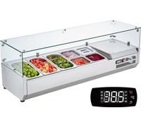 Station à épices réfrigérée pour le plan de travail, station de préparation avec 3 x 1/3 poêles & 4 x 1/6 poêles, corps en acier inoxydable 304 et couvercle en PC, table de préparation des sandwichs P