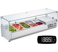 Station à épices réfrigérée pour le plan de travail - Station de préparation avec 3 x 1/3 poêles & 4 x 1/6 poêles - Corps en acier inoxydable 304 & couvercle en PC - Table de préparation des sandwichs
