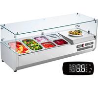 Station à épices réfrigérée VEVOR pour le plan de travail, station de préparation avec 2 x 1/3 poêles & 6 x 1/6 poêles, corps en acier inoxydable 304 et couvercle en PC, table de préparation des sandw