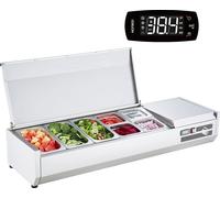 Station à épices réfrigérée VEVOR pour le plan de travail, station de préparation avec 3 x 1/3 poêles & 4 x 1/6 poêles, corps en inox 304 et couvercle en PC, table de préparation des sandwichs avec pr