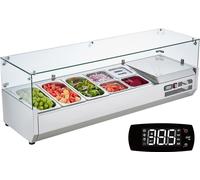 Station à épices réfrigérée VEVOR pour le plan de travail, station de préparation avec 3 x 1/3 poêles & 4 x 1/6 poêles, corps en acier inoxydable 304 et couvercle en PC, table de préparation des sandw