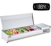Station à épices réfrigérée VEVOR pour le plan de travail, station de préparation avec 4 x 1/3 poêles & 4 x 1/6 poêles, corps en inox 304 et couvercle en PC, table de préparation des sandwichs avec pr