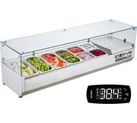 Station à épices réfrigérée VEVOR pour le plan de travail, station de préparation avec 4 x 1/3 poêles & 4 x 1/6 poêles, corps en acier inoxydable 304 et couvercle en PC, table de préparation des sandw
