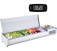Station à épices réfrigérée VEVOR pour le plan de travail, station de préparation avec 5 x 1/3 poêles & 4 x 1/6 poêles, corps en inox 304 et couvercle en PC, table de préparation des sandwichs avec pr