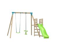 Station AUBÉPINE balançoire - vis-à-vis - Toboggan - kit d'ancrage - Bois carré FSC® h243 cm